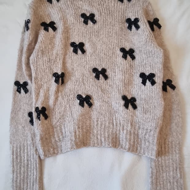 빈티지 모리걸 하구미 갸루 리본 니트