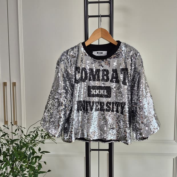 MSGM 스팽글 크롭티