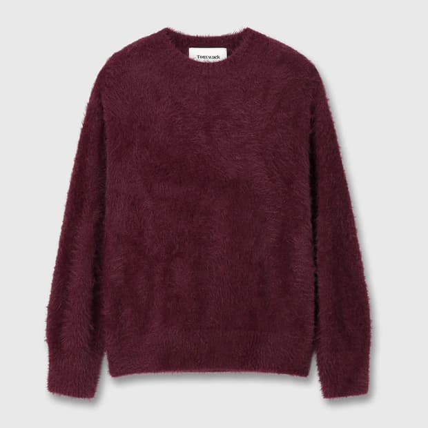 토니웩 FAUX FUR CREW-NECK TOP_ BURGUNDY