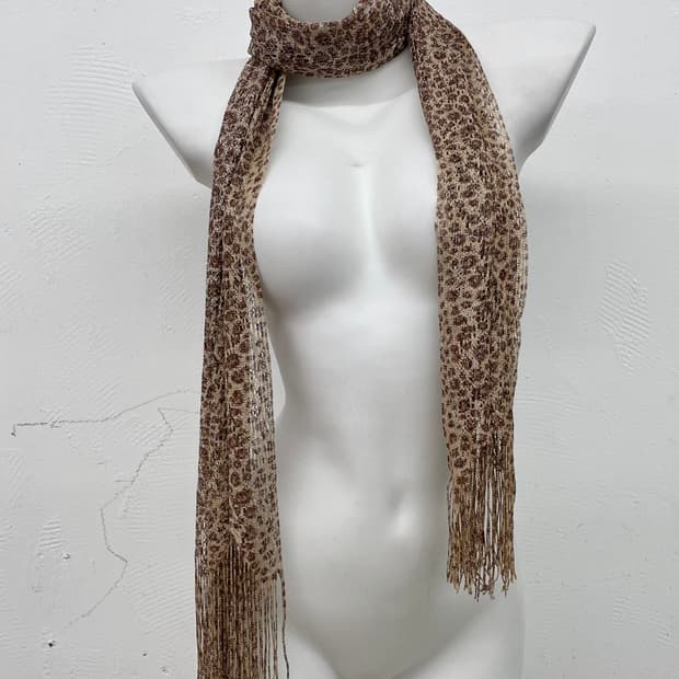 갸루 레오파드 글리터 수술 머플러 