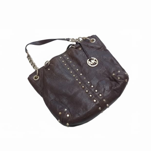 마이클 코어스(Michael Kors) 브라운 레더 스터드 토트백