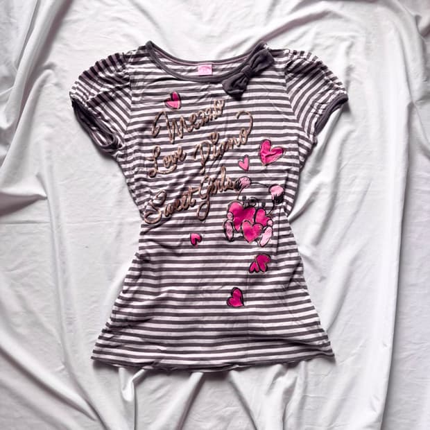 빈티지 메조피아노 갸루 리본 티셔츠