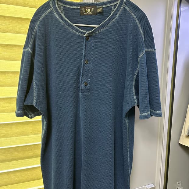 RRL 와플 니트 인디고 헨리넥 XL