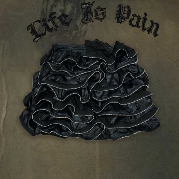 빈티지 펑크 블랙 지퍼 디테일 스커트