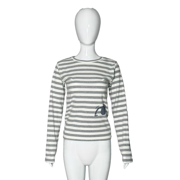 Watching Tee, 그레이 스트라이프 티셔츠