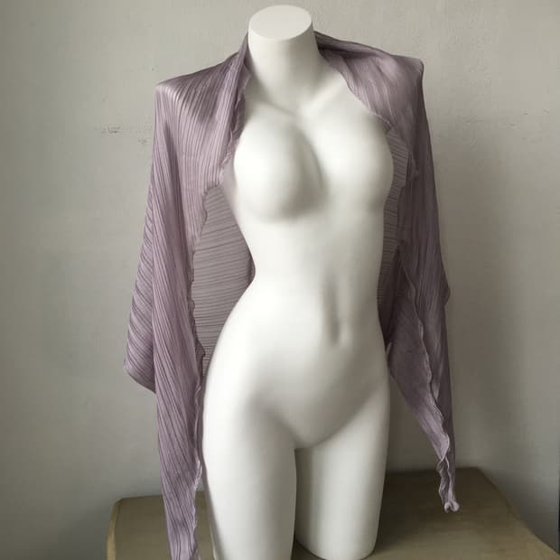 pleats cardigan scarf