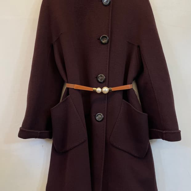 MCM 여성울코트 여성모직코트:) 버건디코트 하프코트하객룩연말룩데이트룩
