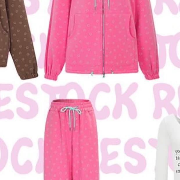 민지에나 핑크 스마일 후드 셋업