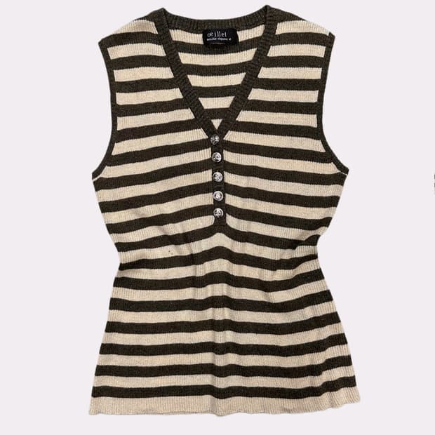 glitter stripe button sleeveless