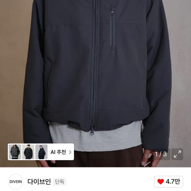 다이브인 패딩 자켓 1사이즈