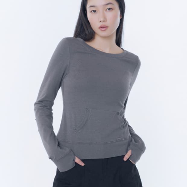 [2] 미세키 서울 버튼 포켓 롱슬리브 차콜