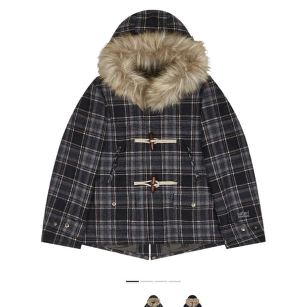 사파리스팟 1/2 레기온 모터스 클럽 페이크 퍼 체크 더플 코트