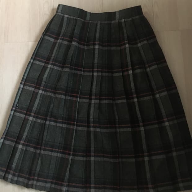 빈티지 체크 플리츠 체크 스커트