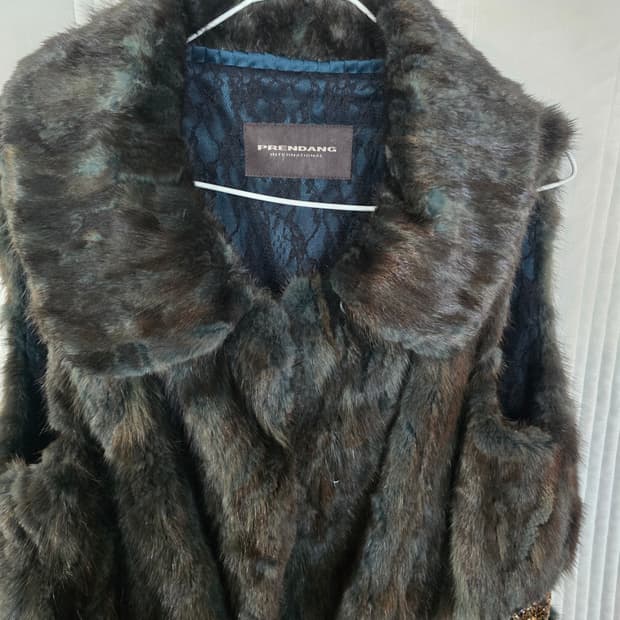 PRENDANG 퍼 베스트 밍크 조끼 리본 장식