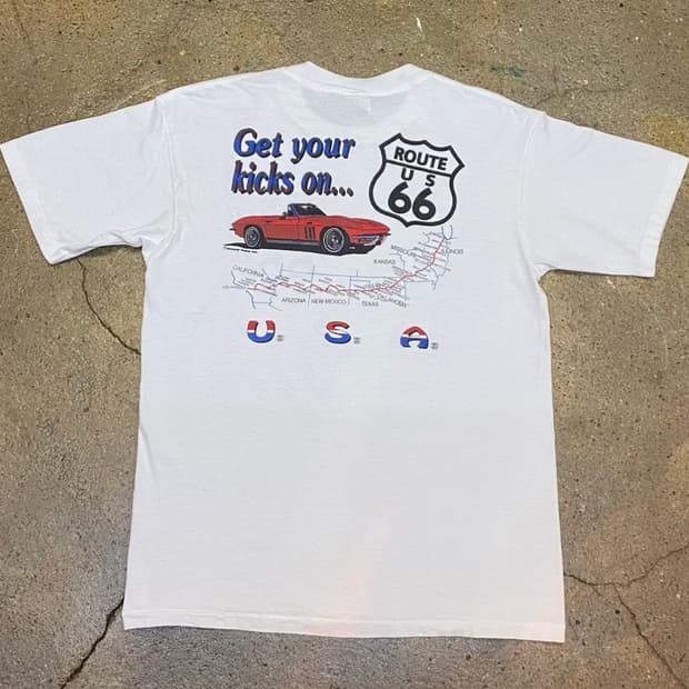 90s Made in USA 미국 빈티지 히스토릭 루트66 반팔티