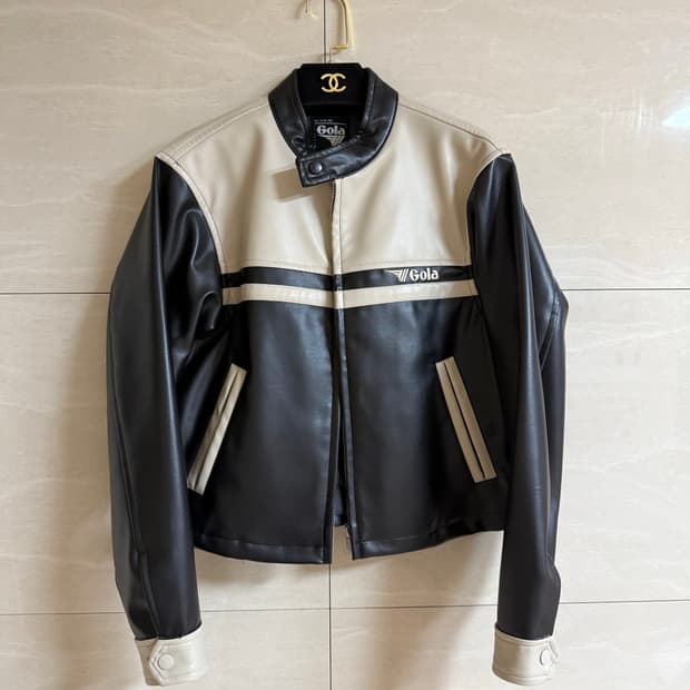 골라 클래식 바이커 레더자켓 S