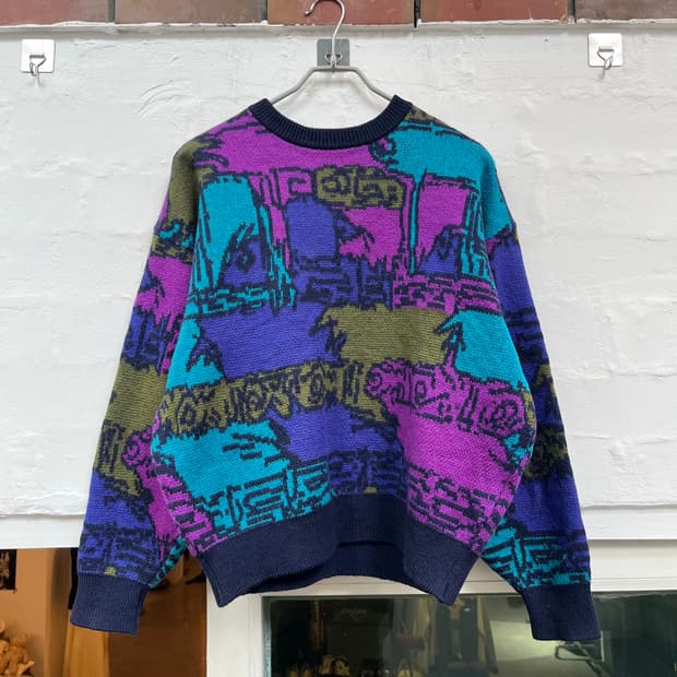 Modighani Italy 90s 빈티지 울 니트 스웨터 L