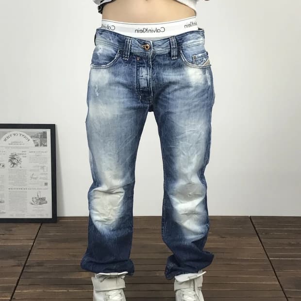 Diesel Italy Bleach Wash Denim Pants