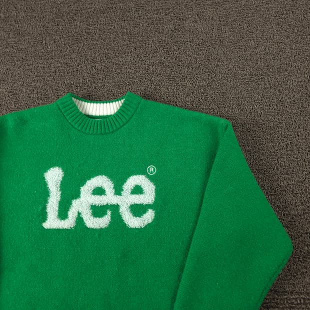 Lee 빅로고 미니멀 박시핏 그린 스웨터