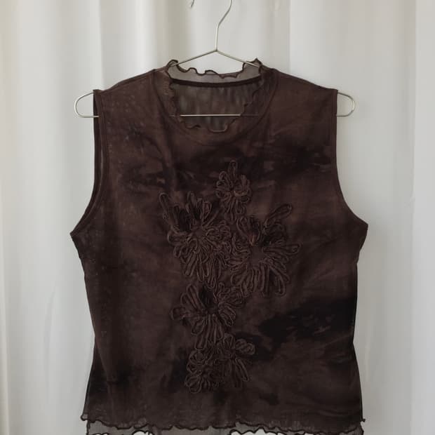 [vintage] Brown flower top