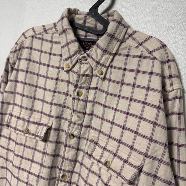 잔스포츠 그린탭 타탄 아이보리 체크셔츠