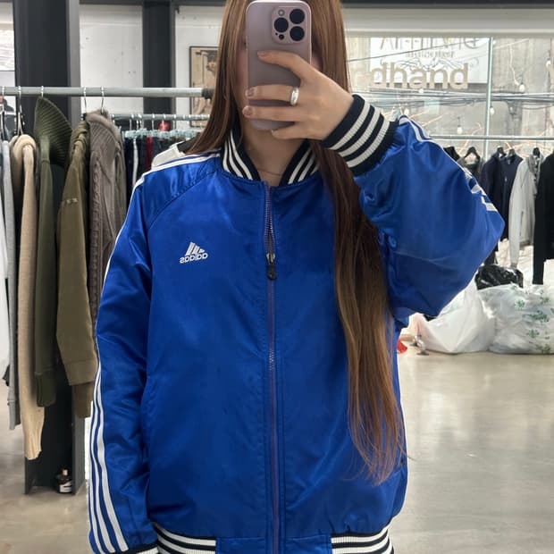 아디다스 00s 백로고 사틴블루 바시티켓