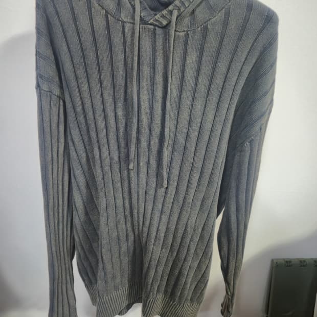 비바스튜디오 골지 니트 후드티 그레이