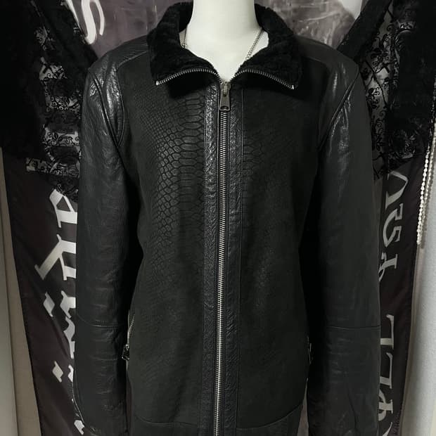 Black leather mustang 릭오웬스하이엔드깔빈티지자켓무스탕