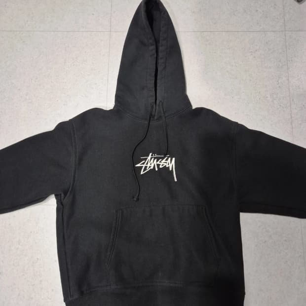 스투시 스탁 로고 아플리케 후드 m