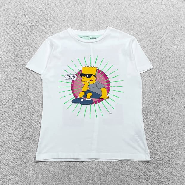 오프화이트 19ss 바트심슨 반팔티 화이트