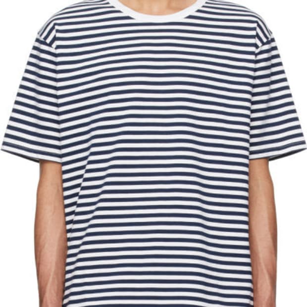 나나미카 쿨맥스 스트라이프 저지 반팔티 xl 사이즈 네이비