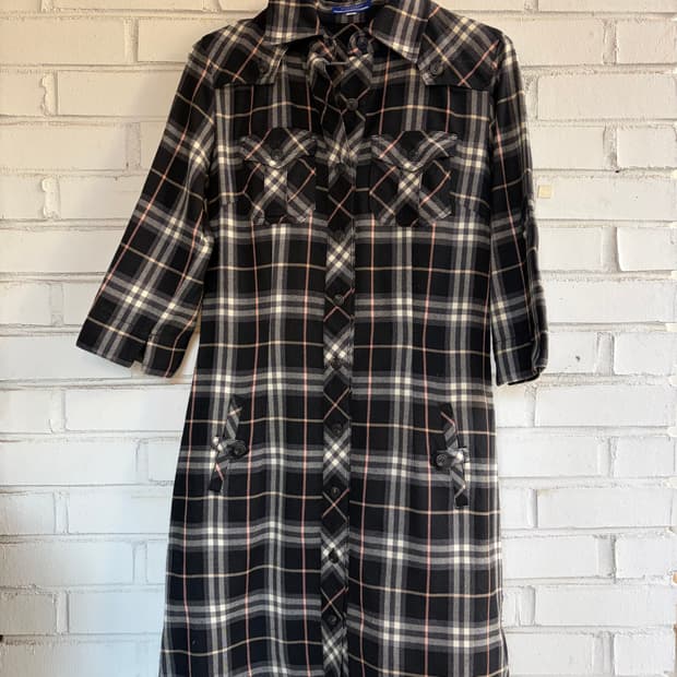 버버리 블루라벨 체크 7부 반팔 원피스