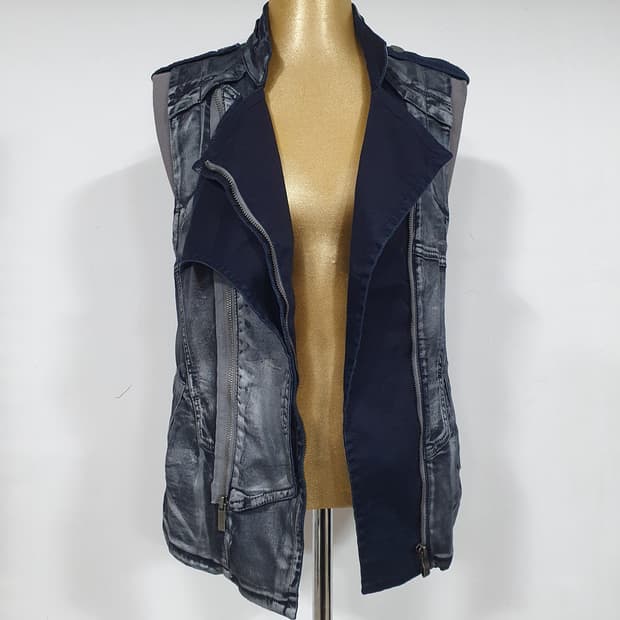 빈티지 y2k 비갸루 데님 텍스쳐 조끼