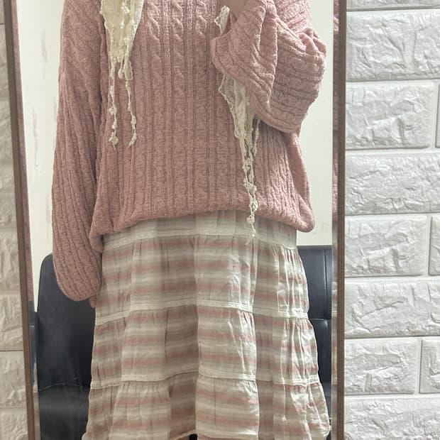 빈티지 모리걸 여리 핑크 니트