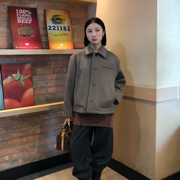 스튜디오 톰보이 울 스탠카라 점퍼 코트