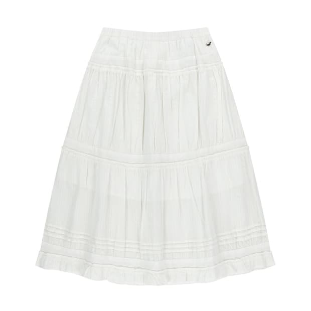 SHIRRING MIDI SKIRT WHITE