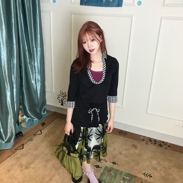 귀여운 빈티지 코디셋🍃 컬러조합이 너무 귀여운••🍇