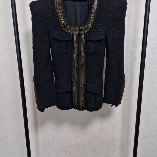 [34] 발망 SS10 멀티 지퍼 트위드 자켓