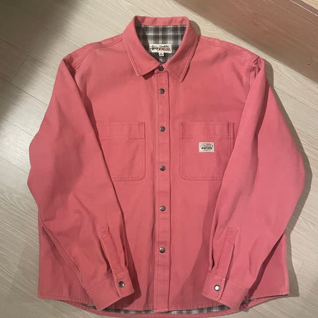 스투시 헤비 워시드 캔버스 셔츠 베리 XL