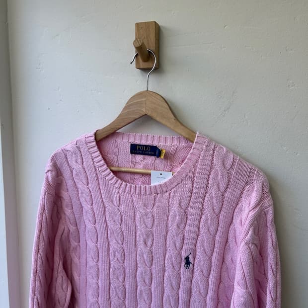 16081 - 폴로 랄프로렌 핑크 케이블 니트