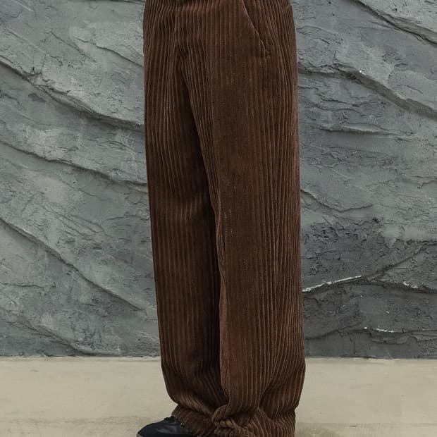 시그니처 볼드 코듀로이 와이드 팬츠 다크브라운 L