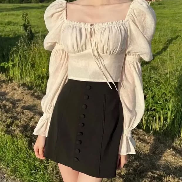 라벨르블랑 르망 크롭 블라우스 M, 하트 스커트 26 셋업