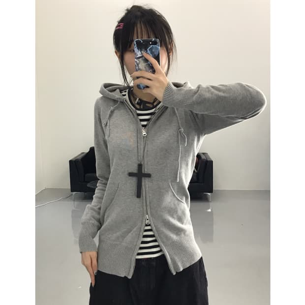 Crolla Gray Zip Up Hoodies