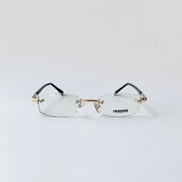 [픽키-608] Renoma 골드 무테 안경 스퀘어 클래식 사각 프레임