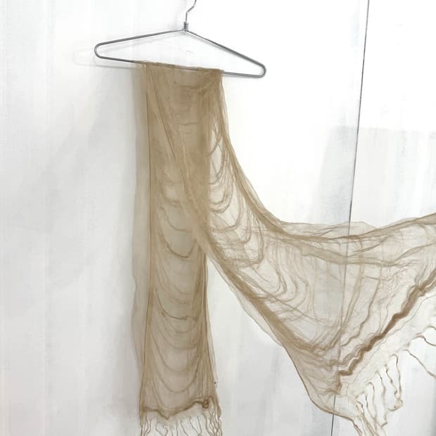 Beige Sheer Fringe Scarf