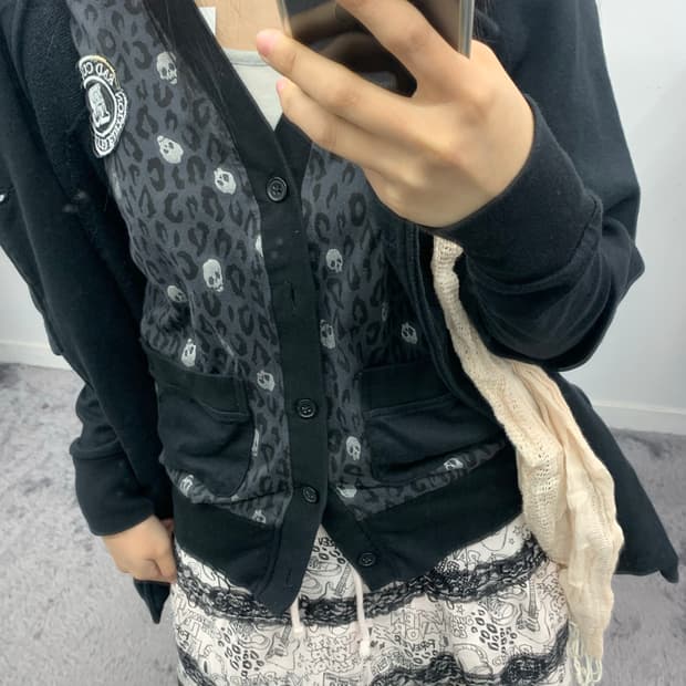 Rad custom 해골 레오파드 가디건