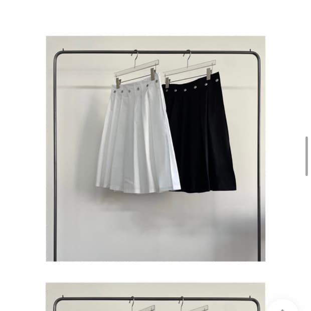 스터드 플리츠 언발 스커트 (white)
