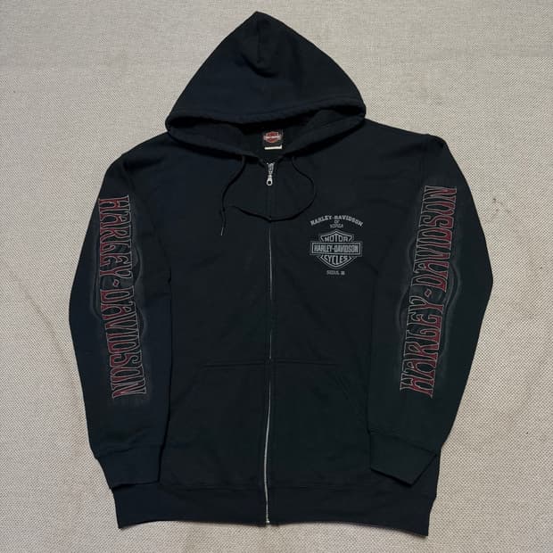 할리데이비슨 스컬 프린팅 기모 후드집업