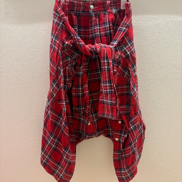 셔츠 레이어드 체크 팬츠