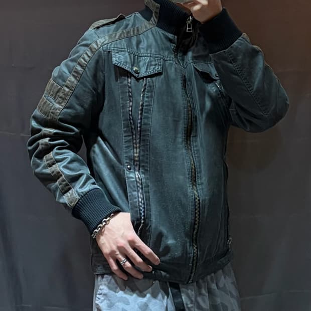 XL D&G 돌체앤가바나 절개 워싱 레더자켓